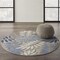 Homeroots 4 ft. Round Gray & Blue Leaves Indoor & Outdoor Area Rug 384870 - alternate 2